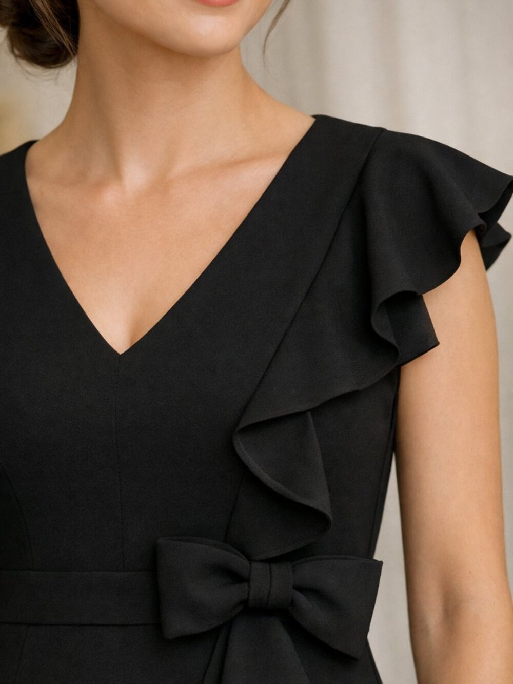 Rikki Freeman for Terri John Black Formal Asymmetrical Dress with Bow Size 10 - Picture 2 of 16